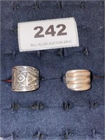2 carved sterling silver rings