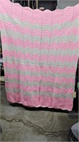 Pink & White Chevron Afghan