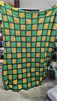 Granny Square Green & Gold Afghan