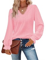 WFF8427  Cogild V-Neck Lace Ruffle Sleeve Top