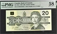 Canada $20 PMG 58 EPQ aUNC,Fancy SN+GIFT!! CAAF