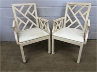 (2) Wooden Upholstered Arm Chairs