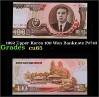 1992 Upper Korea 100 Won Banknote P#?43 Grades Gem