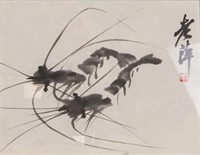 Qi Baishi 1864-1957 Chinese Watercolour Framed