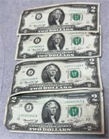 4 $2 Bills 1976