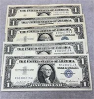 5 $1 Silver Certificates 1957