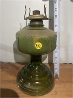 Vintage green textured glass oil lantern base