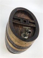 Vtg Brass Banded Wooden Barrel Miniature