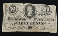 1864 Confederate States of America 50 Cents