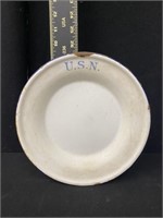 Early United State Navy (USN) Enamelware Plate