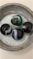 Unique Vintage Marbles-emerald Green swirled &