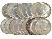 17 Kennedy Half Dollars 1964 90% Silver, US Coins