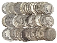 50 Washington Silver Quarters, US Coins 1932-64