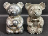 Two Brass Teddy Bear Piggy Banks