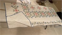 Hand stitched floral quilt