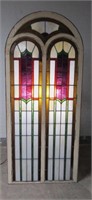 82.5"x36" Leaded stained glass Church window.