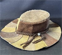 Vintage cowhide-panel hat