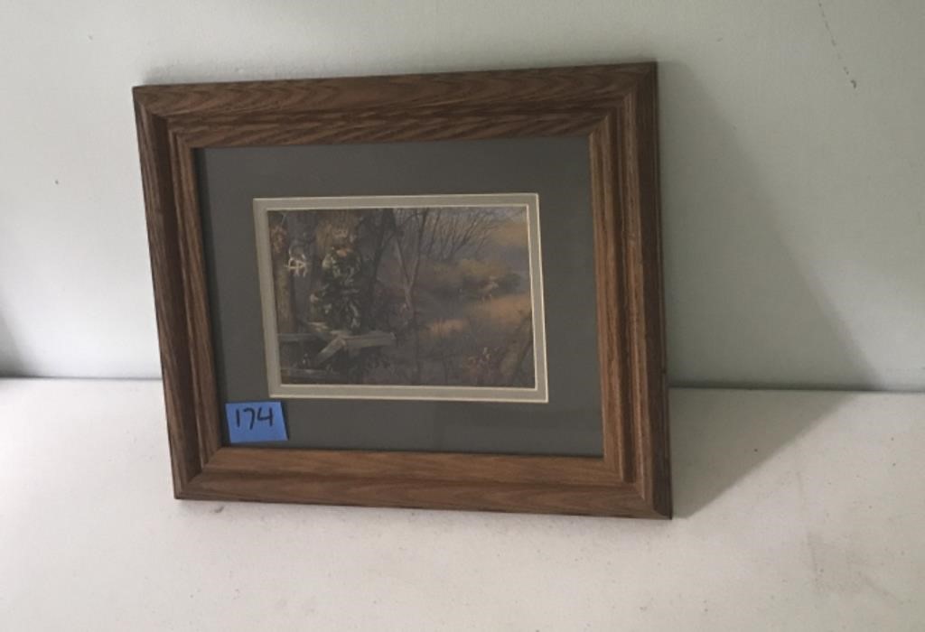 Framed Man Hunting (12.5"L x 10.5"W)