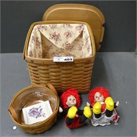 (2) Longaberger Baskets - Porcelain Dolls