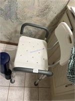Shower chair, scales, tissue holders