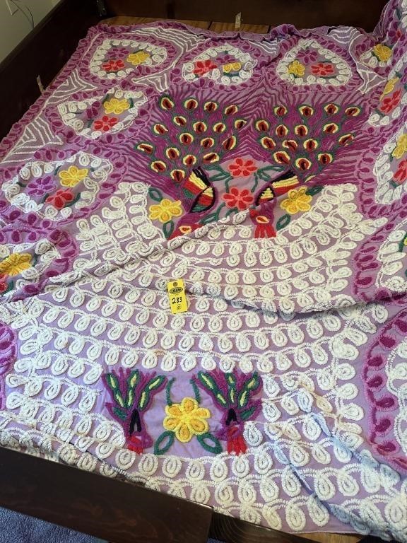 Peacock Quilt 91" X 97" Good Condition