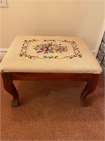 ANTIQUE EMBROIDERED TOPPED FOOT STOOL