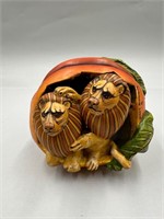Lions In a Pumpkin Sculpture