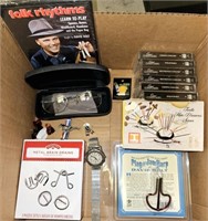 Watch, New Cassettes and Pins Box Lot