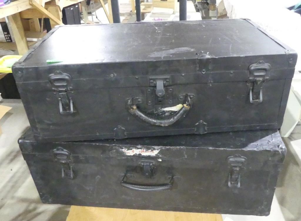 2x Vintage Travel Trunks - 28"x16"x9"