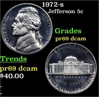 Proof 1972-s Jefferson Nickel 5c Grades GEM++ Proo