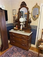 ANTIQUE WALNUT MARBLE TOPPED DRESSER