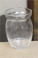 Clear Etched Glass Small Vase