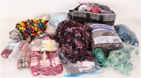 Large Lot of Skeins of Yarn & Sewing Bag