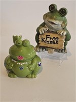 VTG CERAMIC FROG BANK AND FREE KISSES FROG FIGURIN