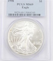 1998 PCGS MS69 Silver American Eagle Dollar