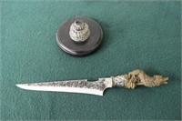 LETTER OPENER WITH WOLF RELIEF, STAINLESS