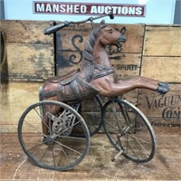 Fantastic Antique Wooden Horse Pedal Trike
