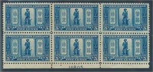 USA #619 PLATE# BLOCK OF 6 MINT EXTRA FINE NH
