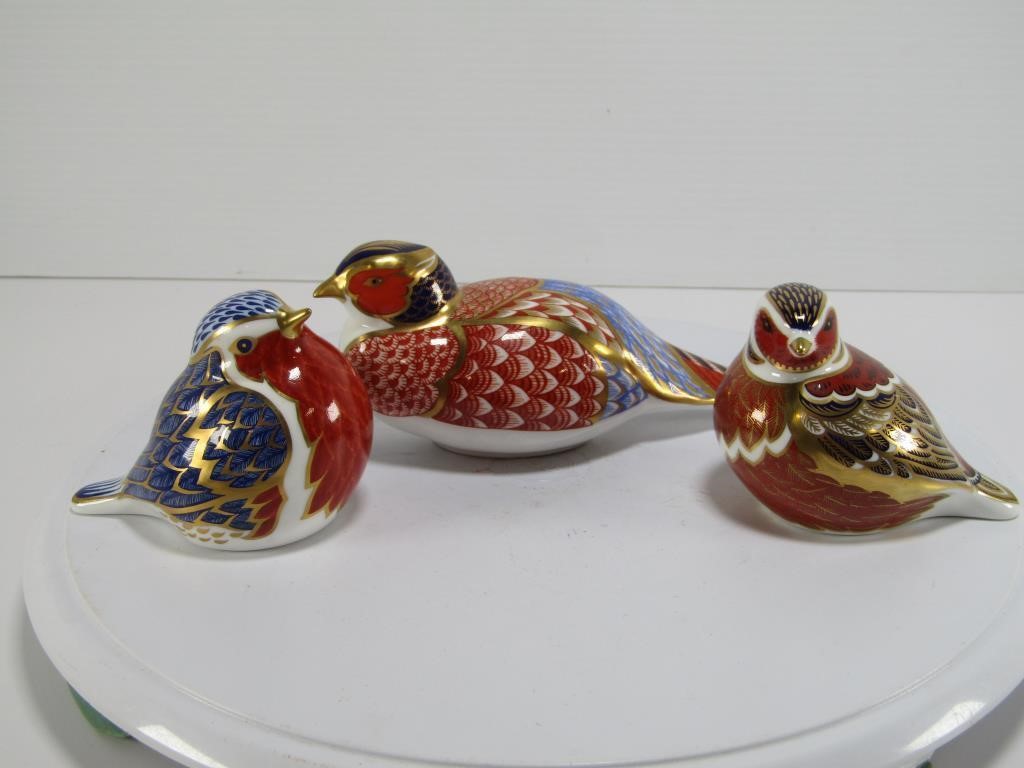 3 ROYAL CROWN DERBY PORCELAIN BIRDS