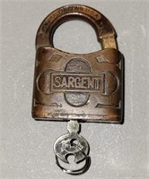 Antique Sargent Lock With Key