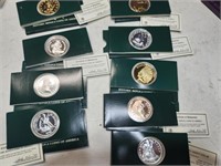 Gold and silver plated historic replica coins of