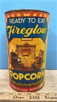 Vintage Ready To Eat Fireglow Popcorn Tin (9"H)