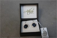 Atelier Blue Stone Earrings W/ Swarovski Crystals