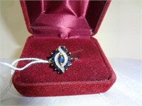 14kt Blue Sapphire & Diamond Ring 3.4G