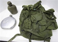 Vintage 80's Army Backpack W/Steel Canteen