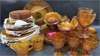 Mid Century Amber Glass Dish Set