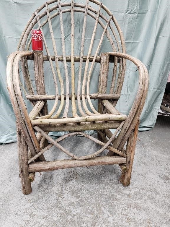 Rustic Twig Adirondack style chair.  40.5" H.