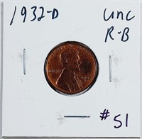 1932-D  Lincoln Cent   Unc R-B