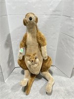 Large Stuffed Kangaroo with Joey in Pouch