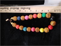 Vtg Boho Wooden Bead Necklace